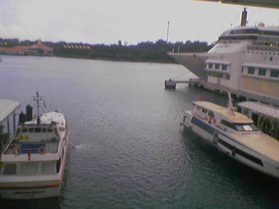 The view from the Harbour Front of the Santosa Beach, can you see it? I can't...
