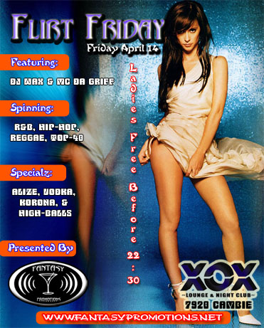 Flirt Friday @ XOX April 14
